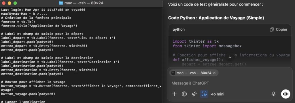 Test fonctionnalité Work with Apps macOS ChatGPT