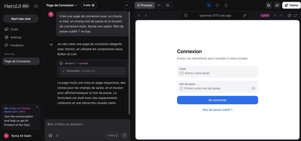 HeroUI Chat : l’outil IA pour générer des interfaces React en quelques secondes