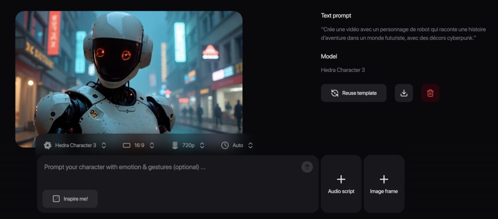 outil de création de vidéos IA Hedra