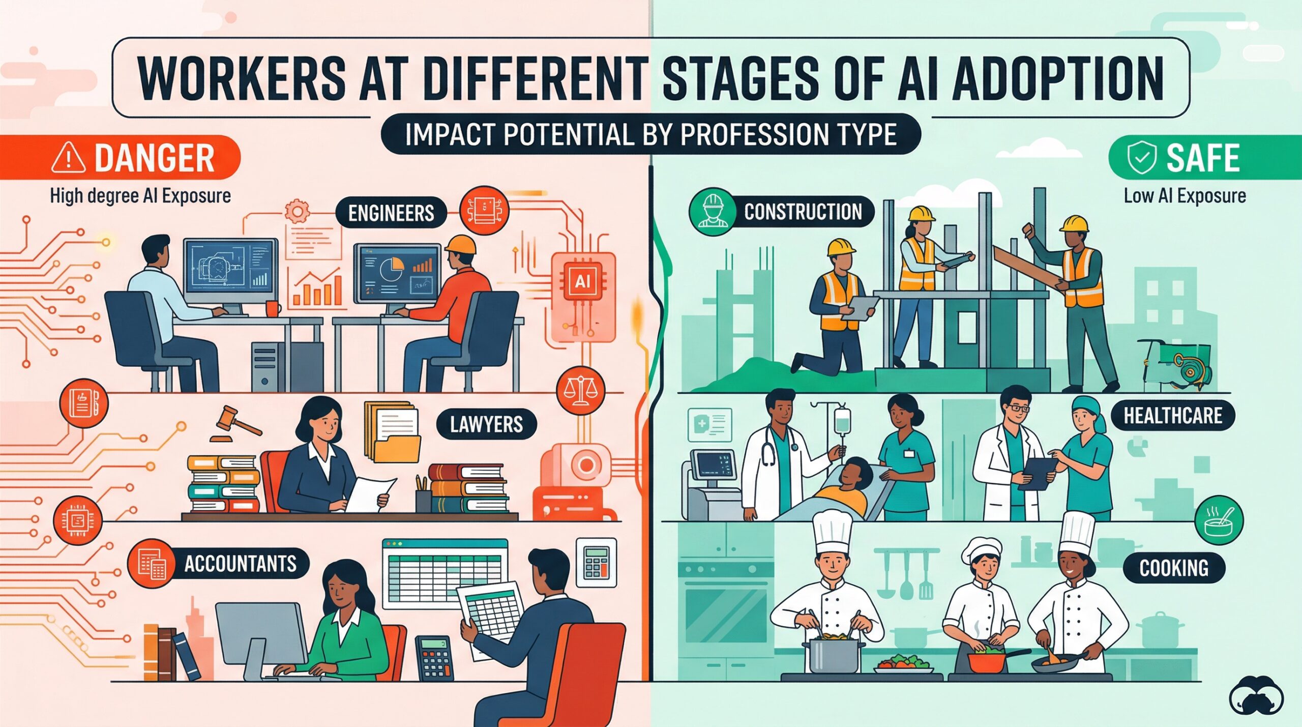 Métiers exposés vs protégés face à l'IA en France — étude Coface 2026